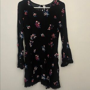 Forever 21 Black Dress with Purple and Red Floral Design